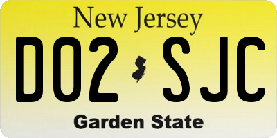 NJ license plate D02SJC