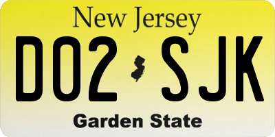 NJ license plate D02SJK