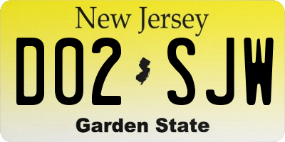 NJ license plate D02SJW