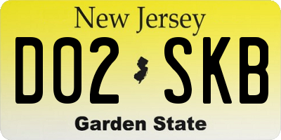 NJ license plate D02SKB