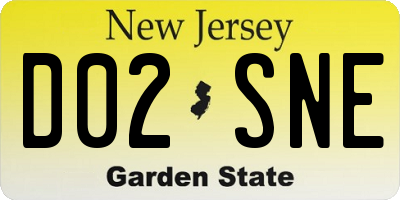 NJ license plate D02SNE