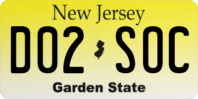 NJ license plate D02SOC