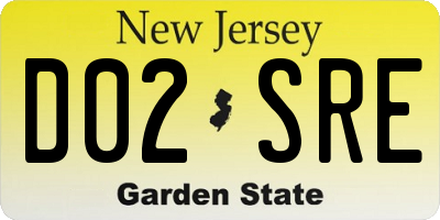 NJ license plate D02SRE