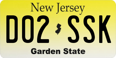 NJ license plate D02SSK