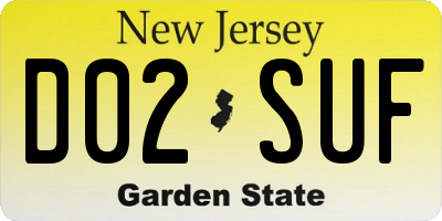 NJ license plate D02SUF