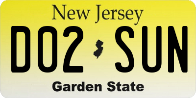 NJ license plate D02SUN