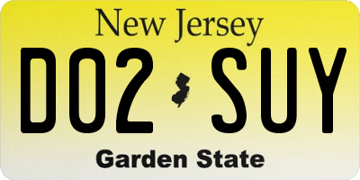 NJ license plate D02SUY