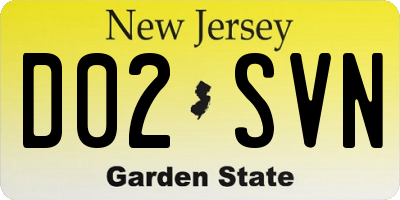 NJ license plate D02SVN
