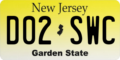 NJ license plate D02SWC