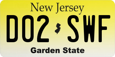 NJ license plate D02SWF