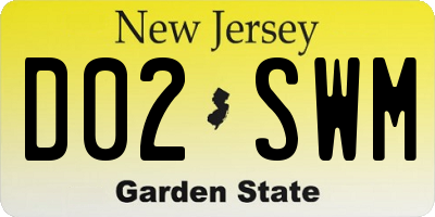 NJ license plate D02SWM