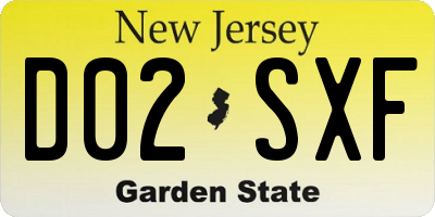 NJ license plate D02SXF
