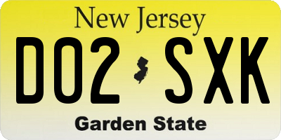 NJ license plate D02SXK