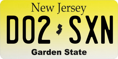 NJ license plate D02SXN