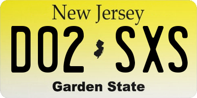NJ license plate D02SXS