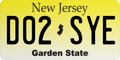 NJ license plate D02SYE