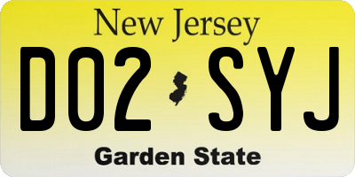 NJ license plate D02SYJ