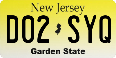 NJ license plate D02SYQ