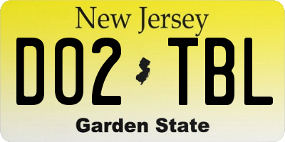 NJ license plate D02TBL
