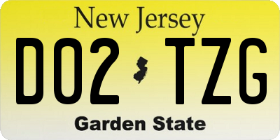 NJ license plate D02TZG