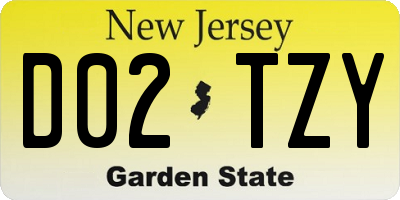 NJ license plate D02TZY