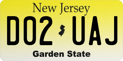 NJ license plate D02UAJ