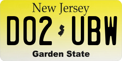 NJ license plate D02UBW