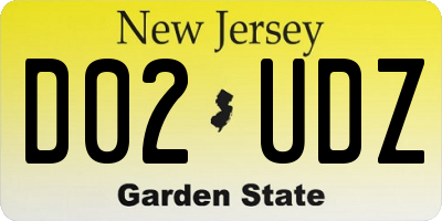 NJ license plate D02UDZ