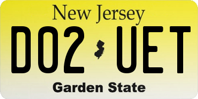 NJ license plate D02UET