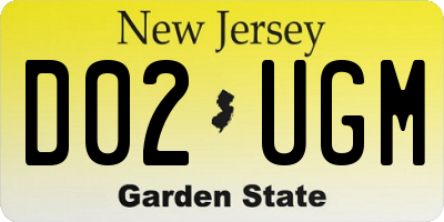 NJ license plate D02UGM