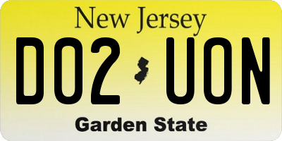 NJ license plate D02UON