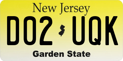 NJ license plate D02UQK