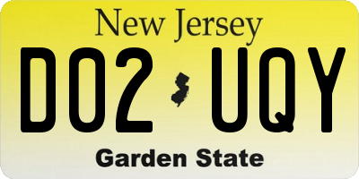 NJ license plate D02UQY