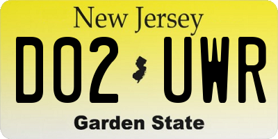 NJ license plate D02UWR