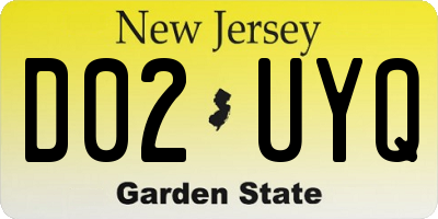 NJ license plate D02UYQ