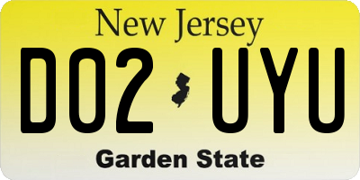 NJ license plate D02UYU
