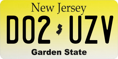 NJ license plate D02UZV