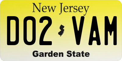 NJ license plate D02VAM