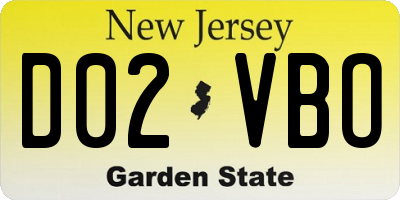 NJ license plate D02VBO