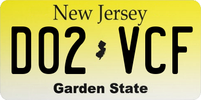 NJ license plate D02VCF