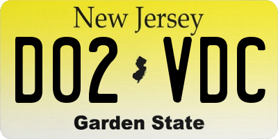NJ license plate D02VDC