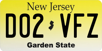 NJ license plate D02VFZ