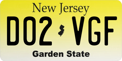 NJ license plate D02VGF