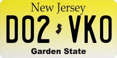 NJ license plate D02VKO