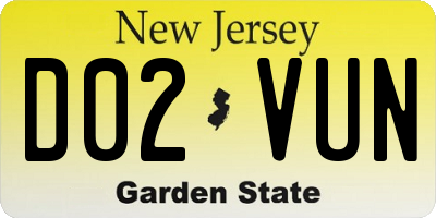 NJ license plate D02VUN