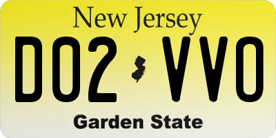 NJ license plate D02VVO