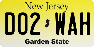 NJ license plate D02WAH