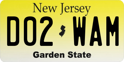 NJ license plate D02WAM