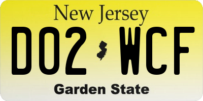 NJ license plate D02WCF