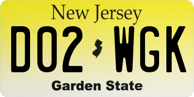 NJ license plate D02WGK